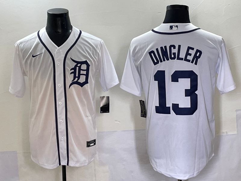 Men 2025 Detroit Tigers #13 Dingler White Game Nike MLB Jersey style 1